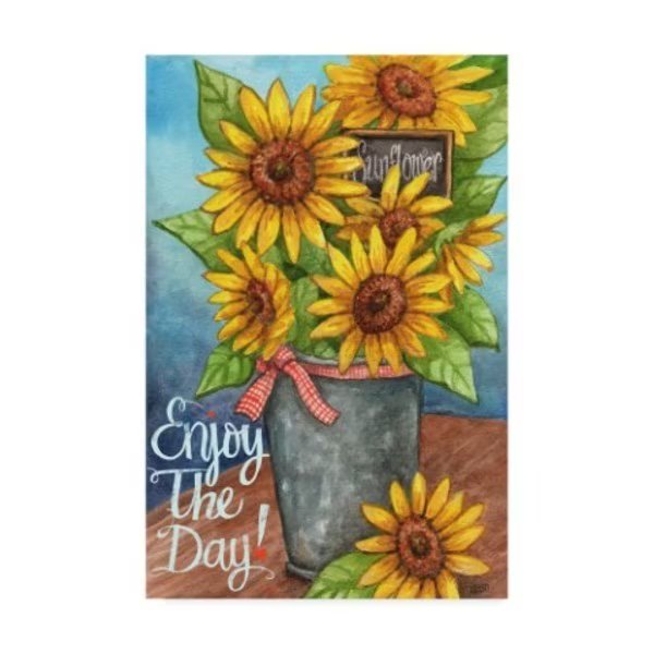 Melinda Hipsher 'Sunflower Bucket Enjoy Day' Canvas Art, 22x32, Trademark Fine Art, Mfr#: ALI31427-C2232GG